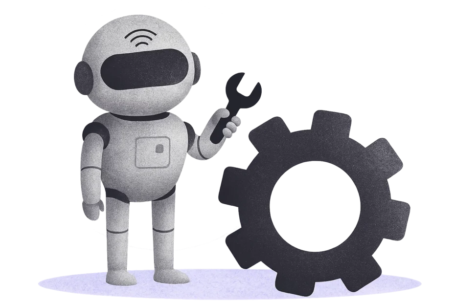 Automated subscription billing icon with robot and settings