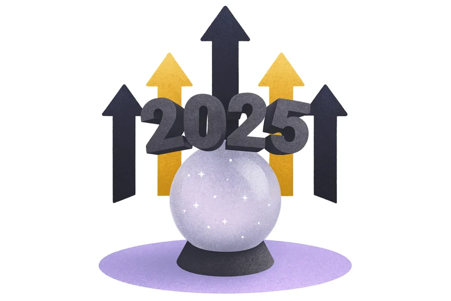 B2B trends 2025 illustration with arrows and crystal ball